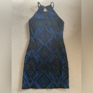 New with tags: Parker blue and black high neck cocktail dress